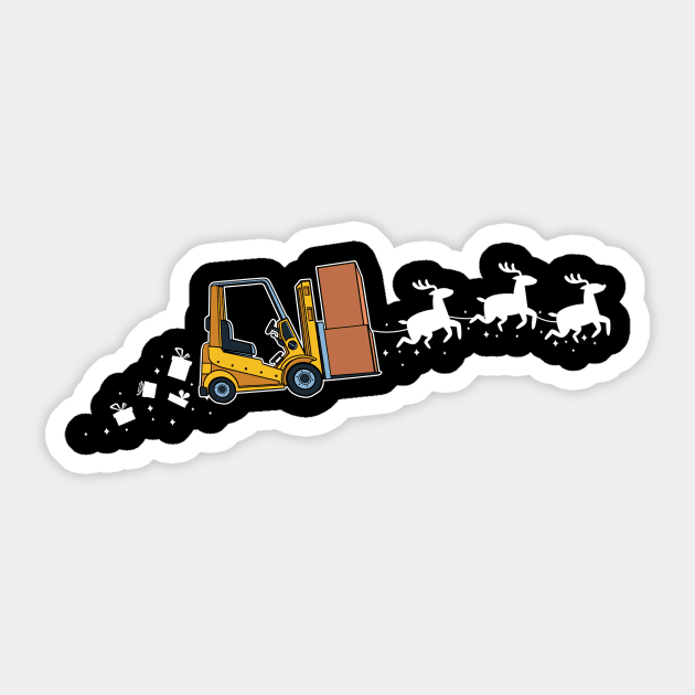 Forklift Santa Christmas Sleigh - Funny Forklift Xmas Sticker by Anassein.os